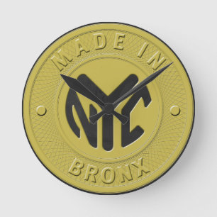Tillverkad i New York Bronx Rund Klocka