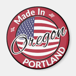 Tillverkad i Portland Oregon USA flagga Magnet