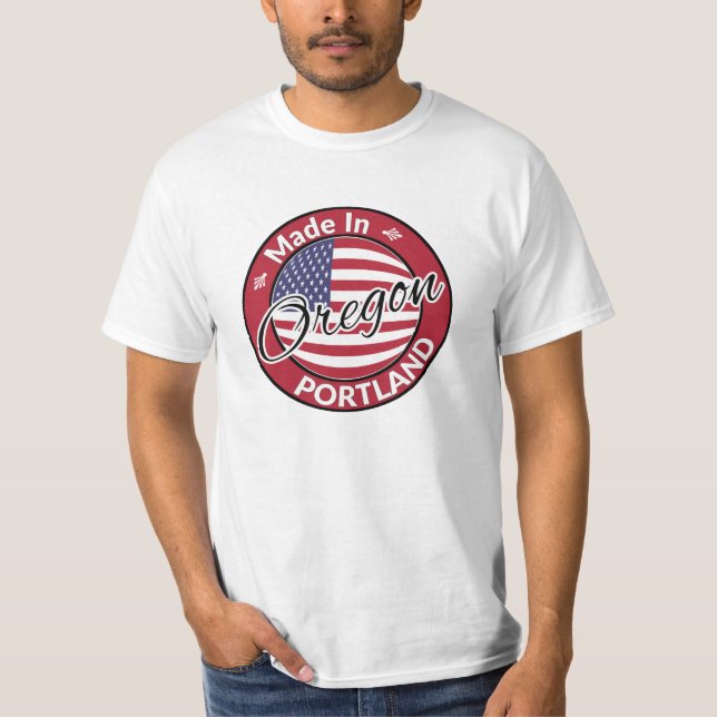 Tillverkad i Portland Oregon USA flagga T Shirt (Framsida)