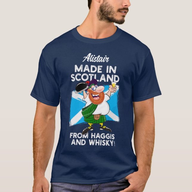 Tillverkad i Skottland av Haggis och Whisky T Shirt (Framsida)