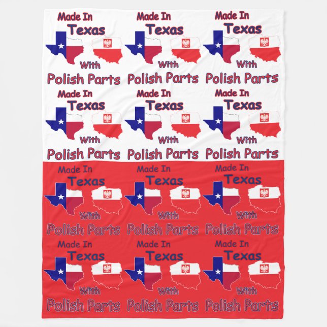 Tillverkad i Texas med polska delar Fleecefilt (Framsidan)