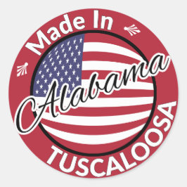 Tillverkad i Tuscalosa Alabama Stars och stripes F Runt Klistermärke