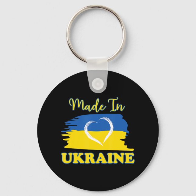 Tillverkad i Ukrainas Flagga Heart Nyckelring (Framsida)