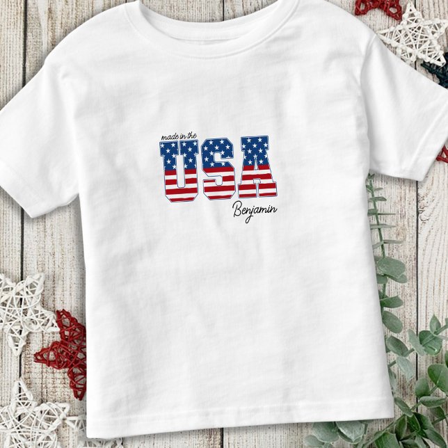 Tillverkad i USA American Flagga Patriotic 4:e jul T Shirt (Skapare uppladdad)