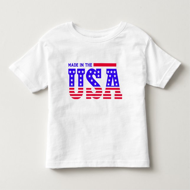 Tillverkad i USA American Flagga Typography T Shirt (Framsida)