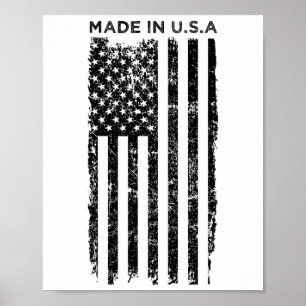 Tillverkad i USA amerikansk Flagga patriotisk 4 ju Poster