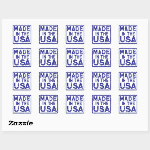 Tillverkad i USA Blue Square Sticker Fyrkantigt Klistermärke
