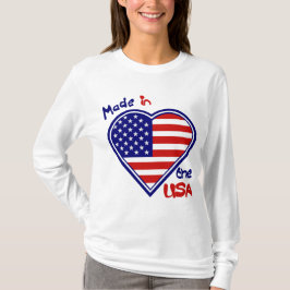 Tillverkad i USA Heart Flagga Långärmad T Shirt