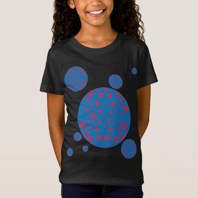 Tillverkad i USA lila blue dizzy mönster dots art T Shirt (Framsida)