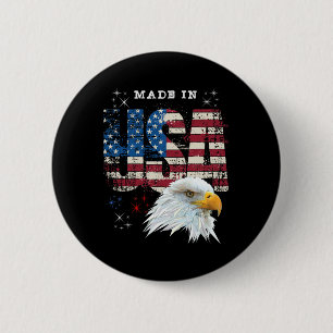 Tillverkad i USA Patriotisk amerikansk flagga Vitö Knapp