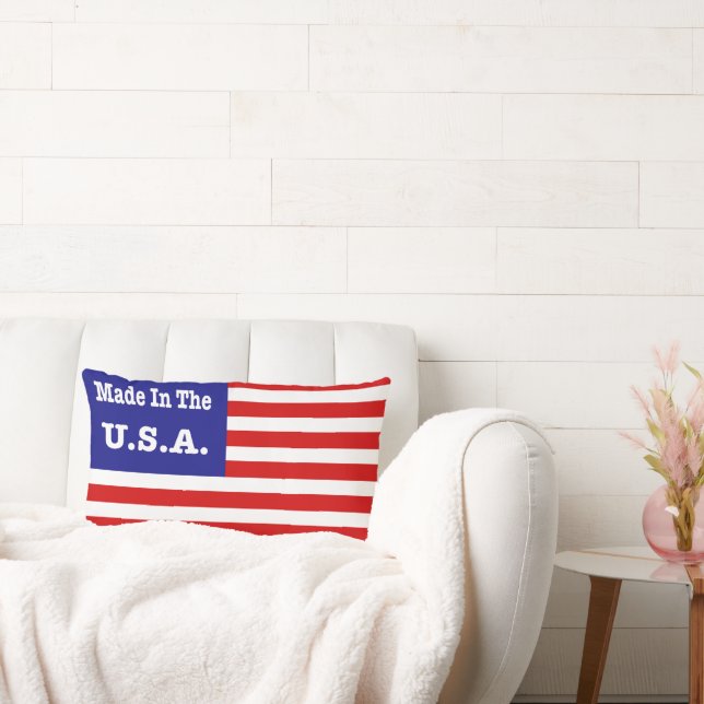Tillverkad i USA Red White and Blue American Flagg Lumbarkudde (Soffa)