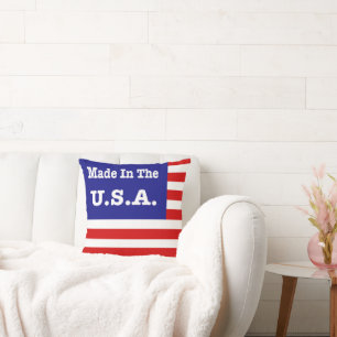 Tillverkad i USA Röda Vita Och Blå Amerikansk Flag Kudde
