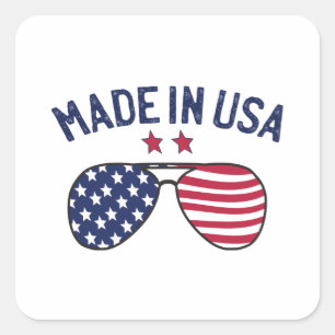Tillverkad i USA United Stater US Flagga Sunglasse Fyrkantigt Klistermärke