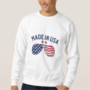 Tillverkad i USA United Stater US Flagga Sunglasse Lång Ärmad Tröja