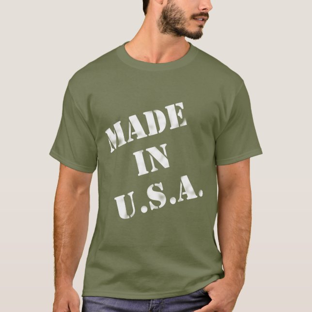 Tillverkad i USA White Design T-Shirt (Framsida)