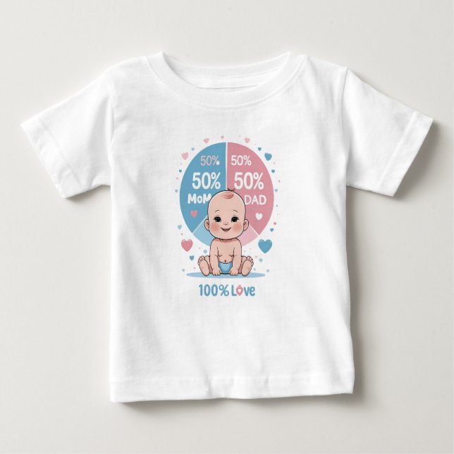 Tillverkad med 50 % Mamma, 50 % Pappa, 100 % Kärle T Shirt (Framsida)