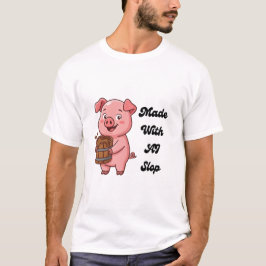 Tillverkad Med AI-Sloppa Rolig Gris Tech Meme T-Sh T Shirt