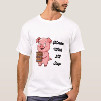 Tillverkad Med AI-Sloppa Rolig Gris Tech Meme T-Sh T Shirt