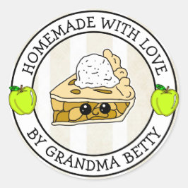 Tillverkad med kärlek, Äppelpaj, Hemmagjord hembak Runt Klistermärke