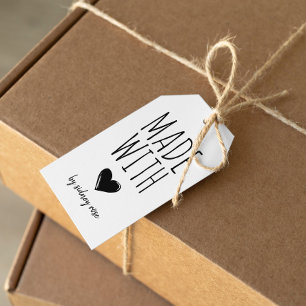 Tillverkad med Kärlek Doodled Heart-Märkre Presentetikett