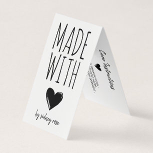 Tillverkad med Kärlek Doodled Heart-Märkre Visitkort