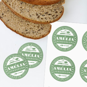 Tillverkad med Kärlek Food Gift Sticker grönt papp Runt Klistermärke
