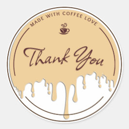 Tillverkad Med Kärlek För Kaffe Tack Sticker Runt Klistermärke