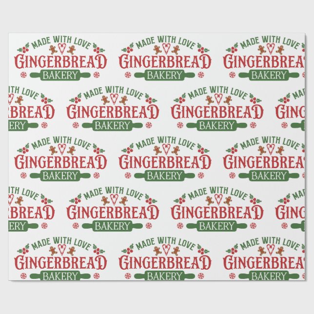 Tillverkad med Kärlek Gingerbröd bakverk Presentpapper (Platt)