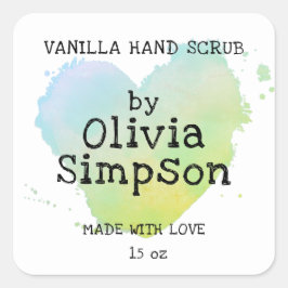 Tillverkad med Kärlek Grönt Heart Small Business Fyrkantigt Klistermärke