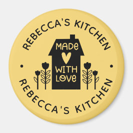 Tillverkad med Kärlek gula kök Magnet