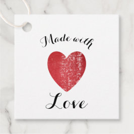 Tillverkad med Kärlek Heart Frimärke Red Gåvor Etiketter