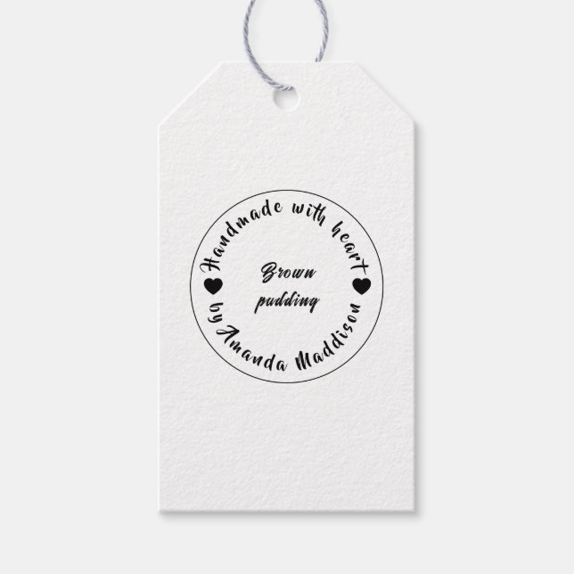 Tillverkad med kärlek Hemlagad design med svart hj Presentetikett (Framsidan)