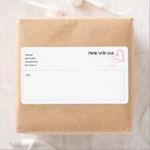 Tillverkad med kärlek-hjärtfraktsetikett fraktsedel