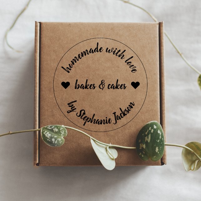 Tillverkad med kärlek | Homemade Baking Modern Hea Självfärgande Stämpel (Skapare uppladdad)