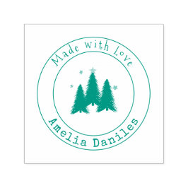 Tillverkad med Kärlek Julgranar som självbelåten f Självfärgande Stämpel