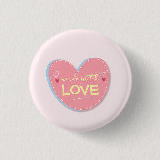 Tillverkad Med Kärlek Knapp Söt Rosa Hjärtformad K