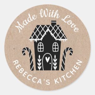 Tillverkad med Kärlek Kraft julklapp Runt Klistermärke