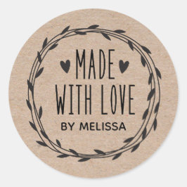 Tillverkad med Kärlek Kraft Runt Klistermärke