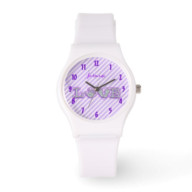 Tillverkad med Kärlek (Lila) Armbandsur (Framsida)