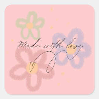 Tillverkad med Kärlek-märke Fyrkantigt Klistermärke