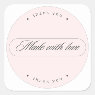 Tillverkad Med Kärlek Minimalistisk Tack Sticker Fyrkantigt Klistermärke