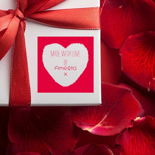 Tillverkad med Kärlek Personlig Heart Självfärgande Stämpel (Skapare uppladdad)