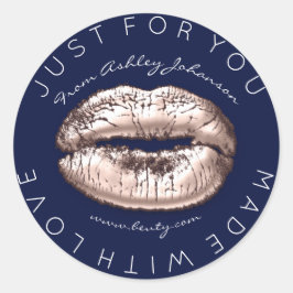 Tillverkad med Kärlek Ro Kiss Rosa Makeup Läppar Runt Klistermärke