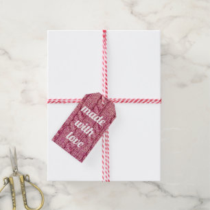 Tillverkad med Kärlek Rosa Sticka Presentetikett