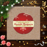 Tillverkad med Kärlek Snowflake (röd) Runt Klistermärke<br><div class="desc">Festiva och roligt julklistermärken för alla dina hemmade produkter</div>
