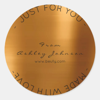 Tillverkad med Kärlek Steel Guld Metallic Shiny Runt Klistermärke