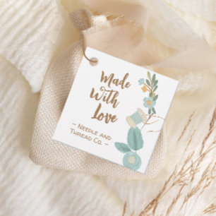 Tillverkad med Kärlek-sydd broderade blommiga Märk Gåvor Etiketter