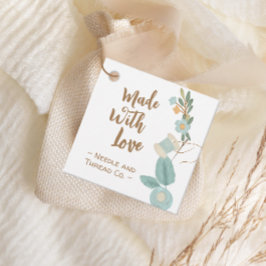 Tillverkad med Kärlek-sydd broderade blommiga Märk Gåvor Etiketter