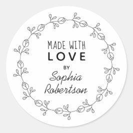 Tillverkad med produktetikett för Blommigten Kärle Runt Klistermärke