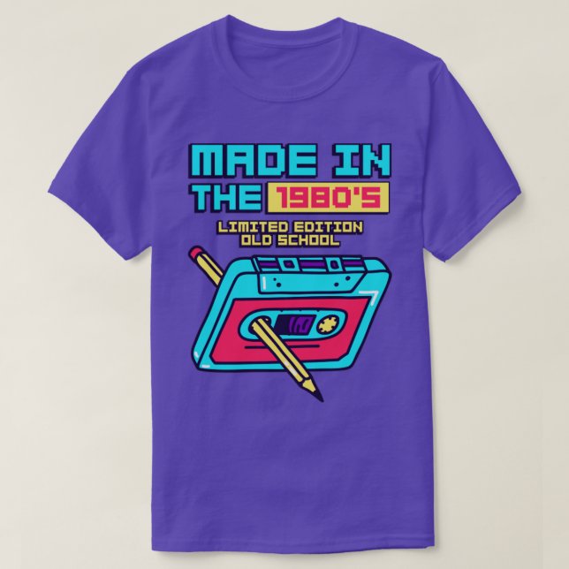 Tillverkad på 1980-talets Retro-kassettband T Shirt (Design framsida)